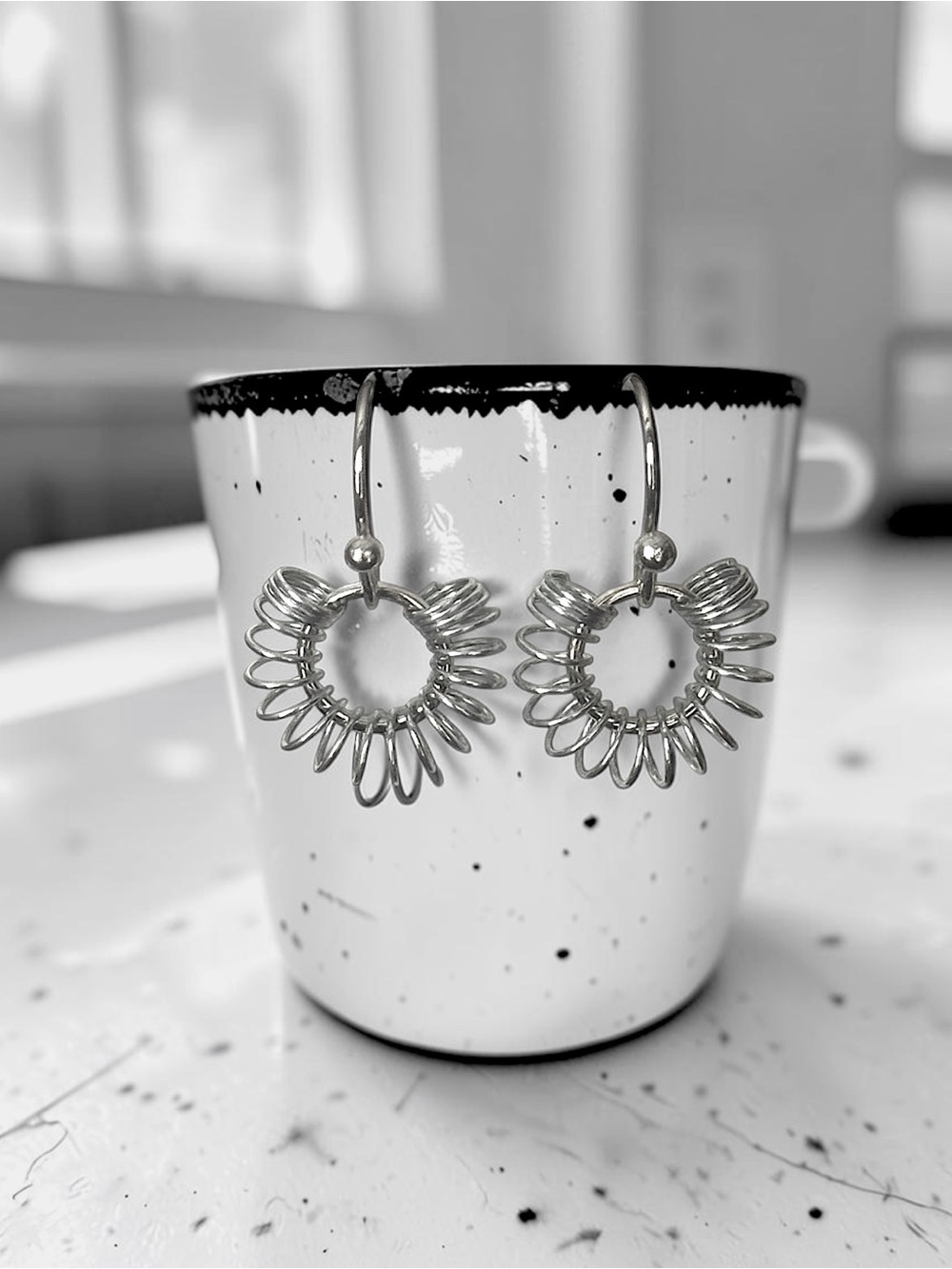 5 For $25💫Alternative Silver Coiled Spring Dangles Earrings